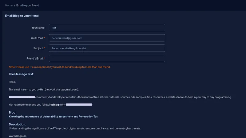 Email preview displaying distinctly different blog data after changing only the BlogID parameter to an adjacent value